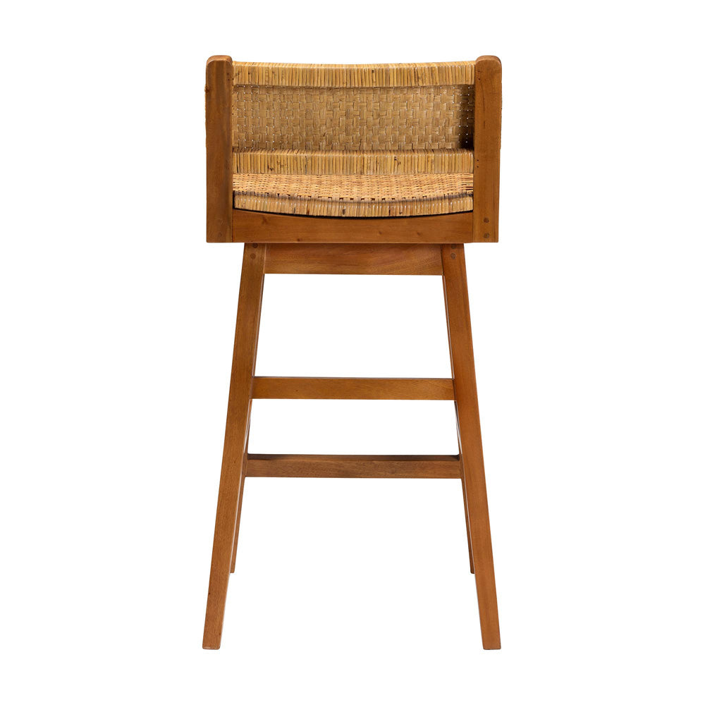 bali & pari - Asgart Bar Stool in Light Honey/Natural Brown - Asgart-SVN089-Mahogany/Rattan-BS view 4