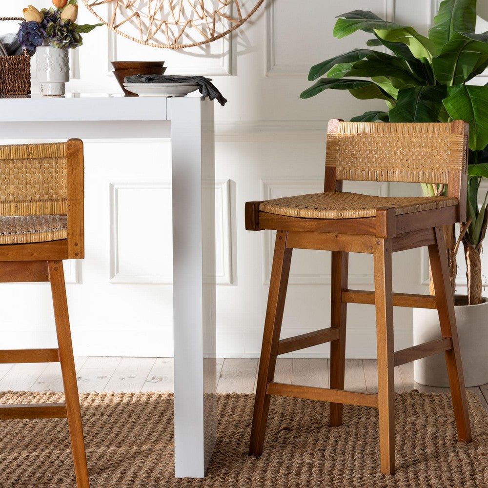 bali & pari - Asgart Bar Stool in Light Honey/Natural Brown - Asgart-SVN089-Mahogany/Rattan-BS view 8