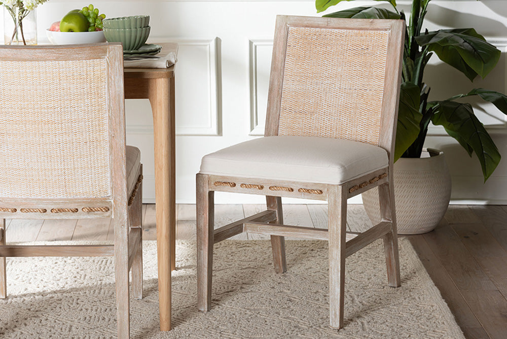bali & pari  - Ashford Dining Chair - MD-39960-Ashford-White Wash-Wood-Cushion-DC view 5