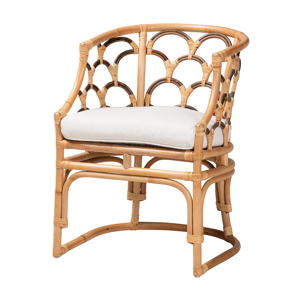 bali & pari - Aster Chair in White/Natural Brown - Aster-Rattan-Armchair view 1