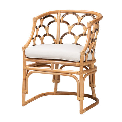 bali & pari - Aster Chair in White/Natural Brown - Aster-Rattan-Armchair view 1