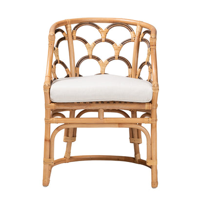 bali & pari - Aster Chair in White/Natural Brown - Aster-Rattan-Armchair view 2
