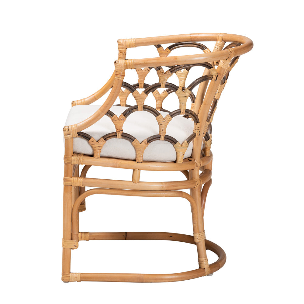 bali & pari - Aster Chair in White/Natural Brown - Aster-Rattan-Armchair view 3