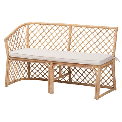 bali & pari - Aysi Set of 2 Corner Benches in Light Honey - Aysi-Light Honey Rattan-2PC Bench Set view 2