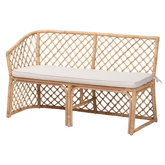 bali & pari - Aysi Set of 2 Corner Benches in Light Honey - Aysi-Light Honey Rattan-2PC Bench Set view 2