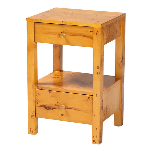bali & pari - Azmi Nightstand in Light Mappa Burl - SVN-1151-Natural Burl Op1-Azmi-NS view 1