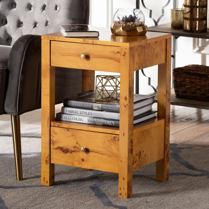 bali & pari - Azmi Nightstand in Light Mappa Burl - SVN-1151-Natural Burl Op1-Azmi-NS view 8