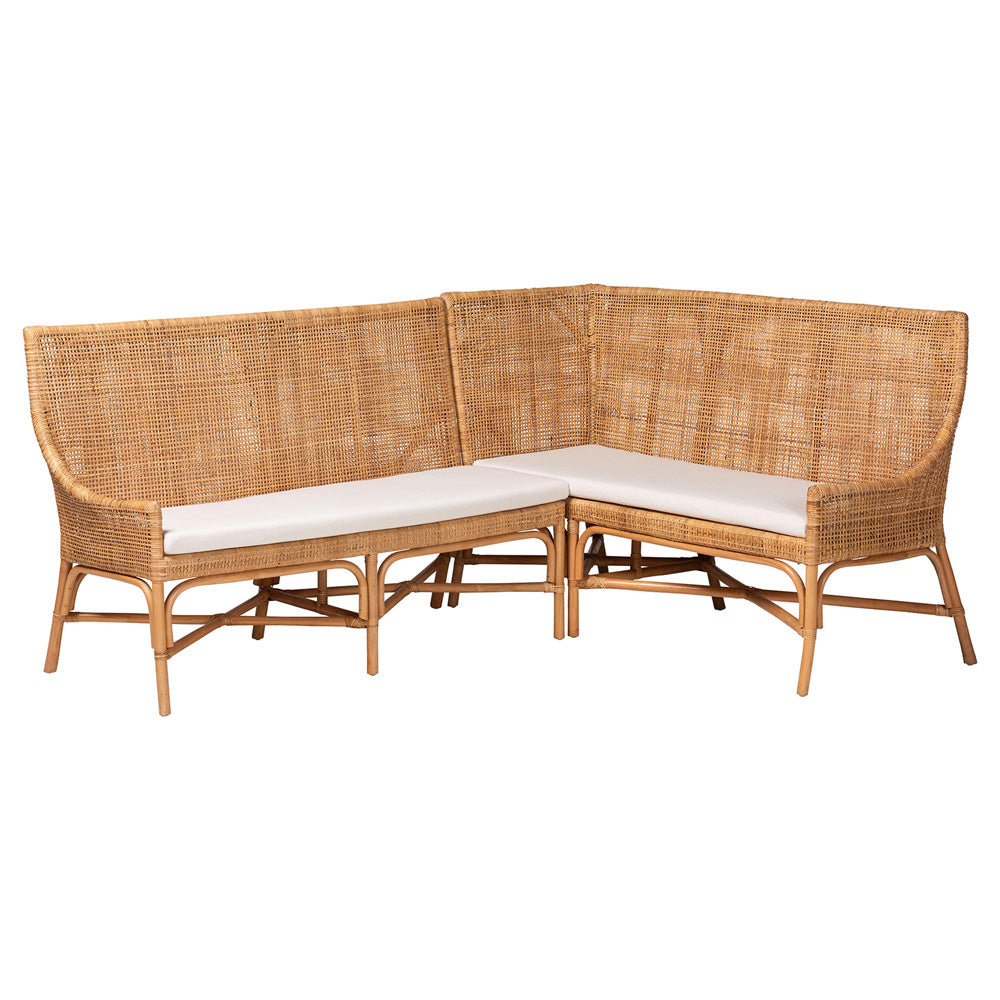 bali & pari - Baako Set of 2 Corner Benches in Light Honey - Baako-Light Honey Rattan-2PC Bench Set view 1