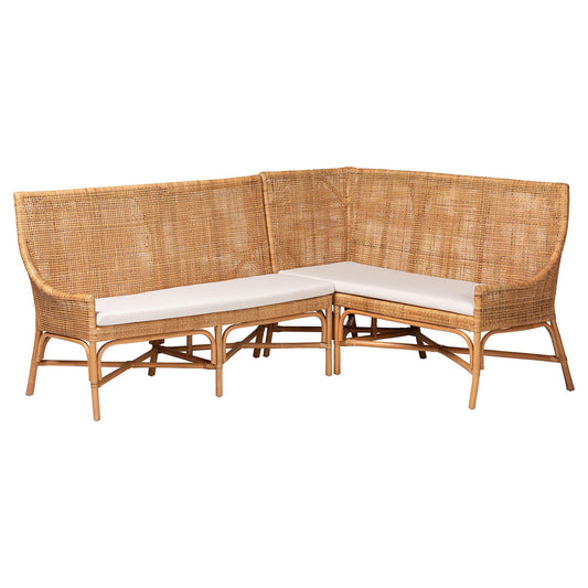 bali & pari - Baako Set of 2 Corner Benches in Light Honey - Baako-Light Honey Rattan-2PC Bench Set view 1
