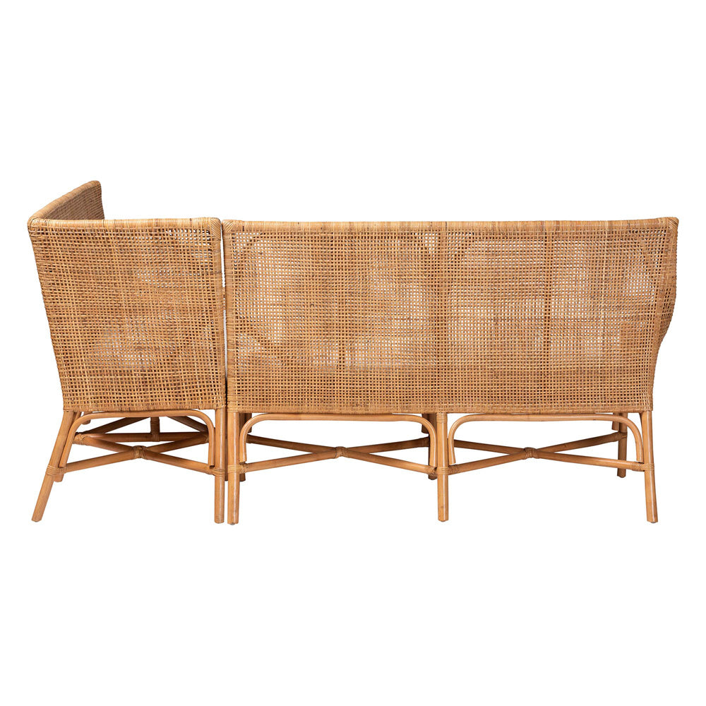 bali & pari - Baako Set of 2 Corner Benches in Light Honey - Baako-Light Honey Rattan-2PC Bench Set view 5