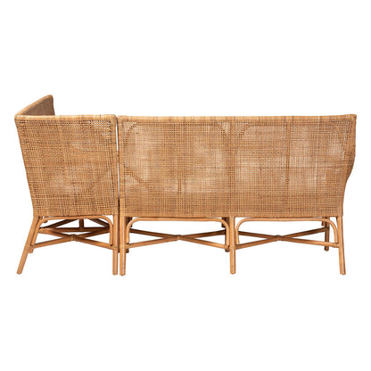 bali & pari - Baako Set of 2 Corner Benches in Light Honey - Baako-Light Honey Rattan-2PC Bench Set view 5