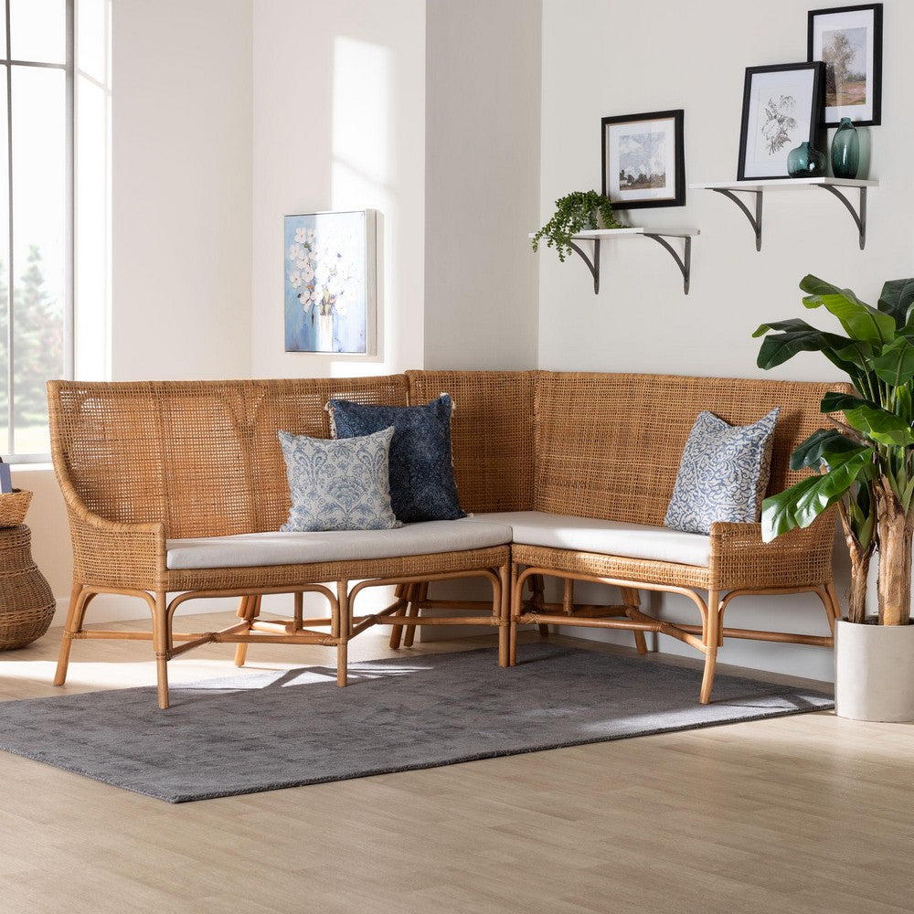 bali & pari - Baako Set of 2 Corner Benches in Light Honey - Baako-Light Honey Rattan-2PC Bench Set view 9