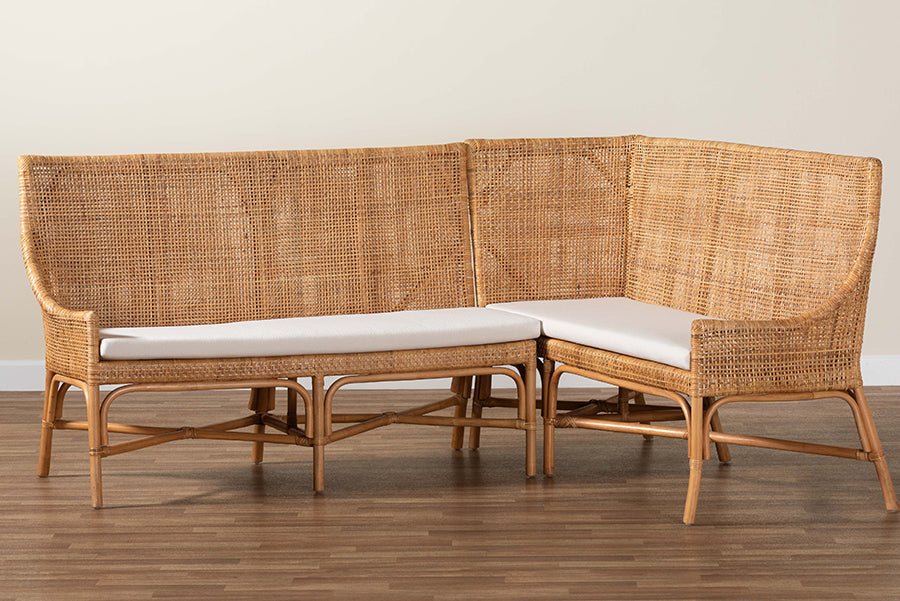 bali & pari - Baako Set of 2 Corner Benches in Light Honey - Baako-Light Honey Rattan-2PC Bench Set view 10