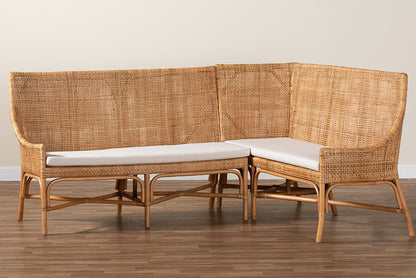 bali & pari - Baako Set of 2 Corner Benches in Light Honey - Baako-Light Honey Rattan-2PC Bench Set view 10