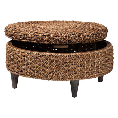 bali & pari - Bailey Storage Ottoman in Natural Brown/Espresso Brown - Bailey-Natural Brown/Black-Ottoman view 2