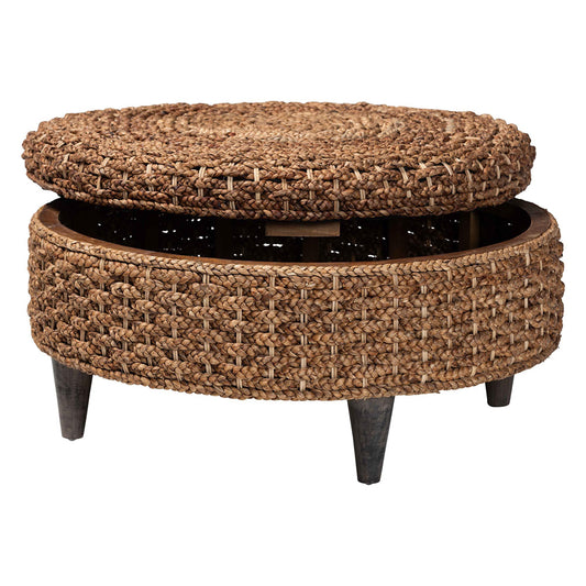 bali & pari - Bailey Storage Ottoman in Natural Brown/Espresso Brown - Bailey-Natural Brown/Black-Ottoman view 2