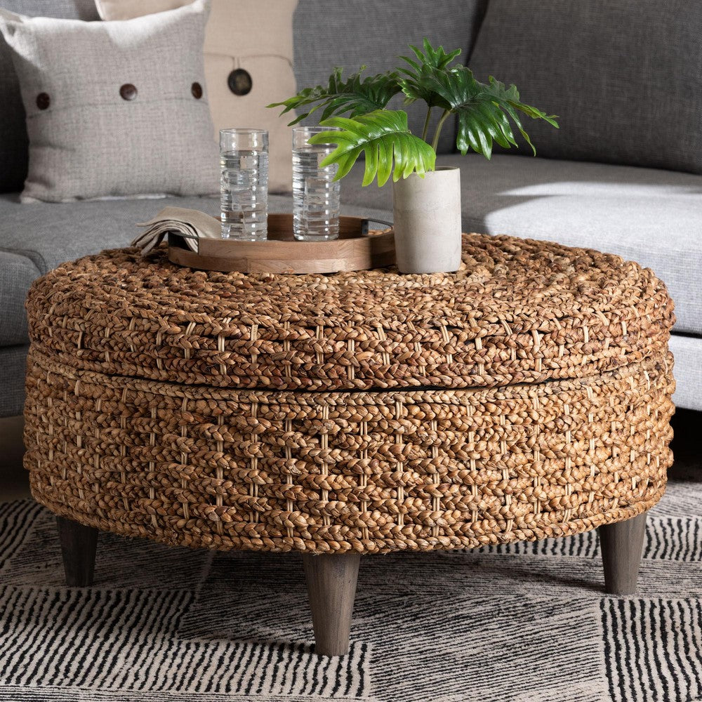 bali & pari - Bailey Storage Ottoman in Natural Brown/Espresso Brown - Bailey-Natural Brown/Black-Ottoman view 8