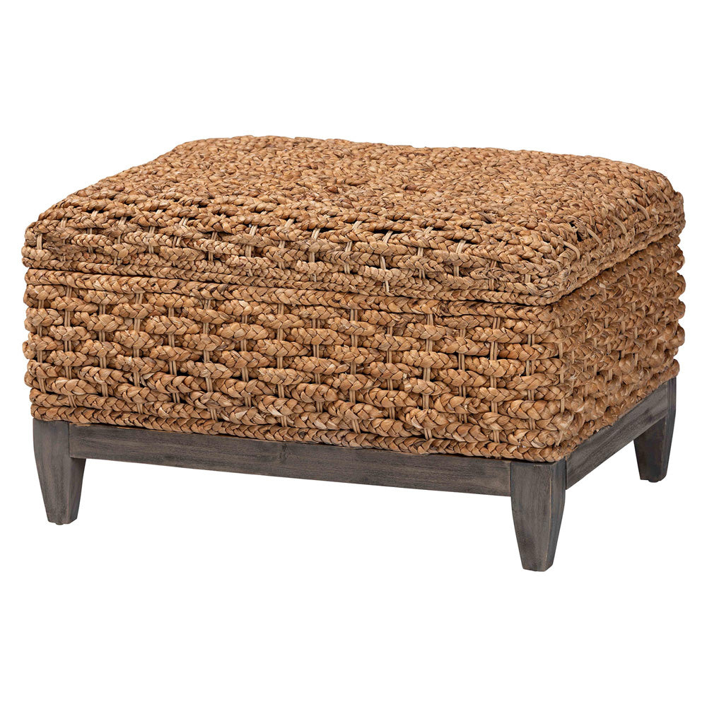 bali & pari - Bailey Storage Ottoman in Natural Brown/Espresso Brown - Kaya-Natural Brown/Black-Ottoman view 1