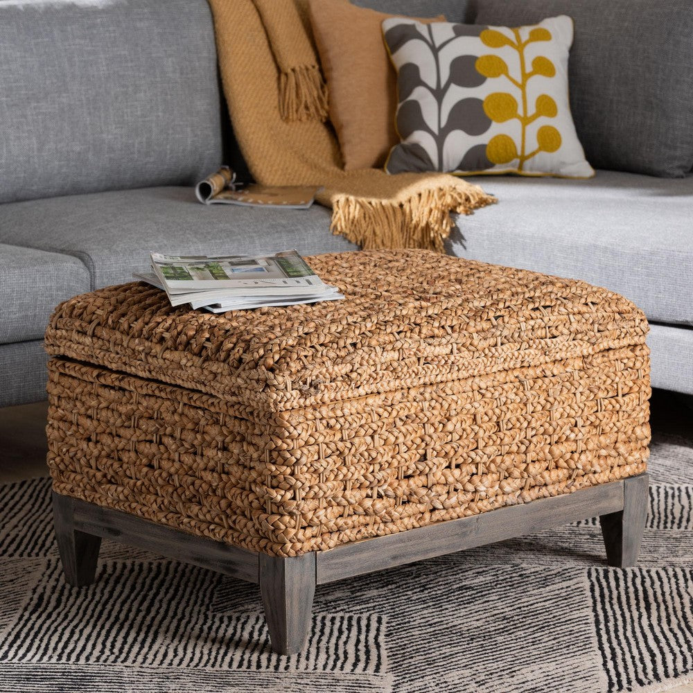 bali & pari - Bailey Storage Ottoman in Natural Brown/Espresso Brown - Kaya-Natural Brown/Black-Ottoman view 8