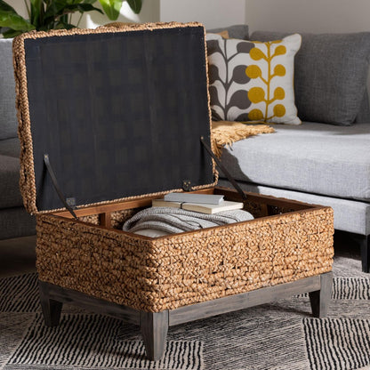 bali & pari - Bailey Storage Ottoman in Natural Brown/Espresso Brown - Kaya-Natural Brown/Black-Ottoman view 9