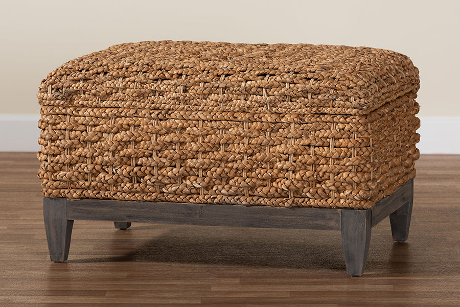 bali & pari - Bailey Storage Ottoman in Natural Brown/Espresso Brown - Kaya-Natural Brown/Black-Ottoman view 10