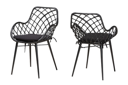 bali & pari - Ballerina Dining Chair Set of 2 - Balerina1-Black Rattan-DC view 1