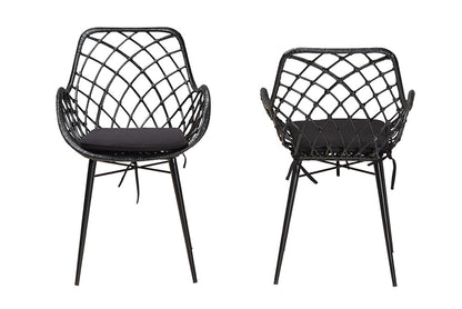 bali & pari - Ballerina Dining Chair Set of 2 - Balerina1-Black Rattan-DC view 2