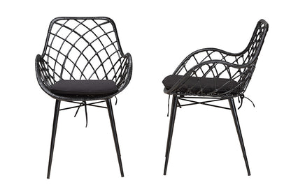 bali & pari - Ballerina Dining Chair Set of 2 - Balerina1-Black Rattan-DC view 3