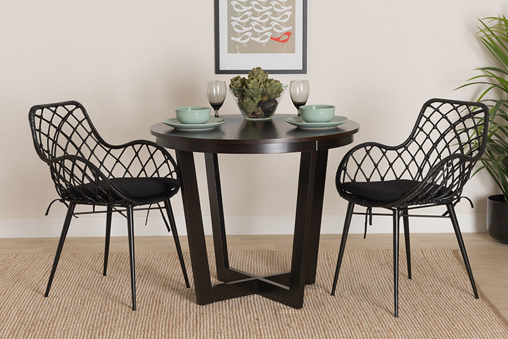 bali & pari - Ballerina Dining Chair Set of 2 - Balerina1-Black Rattan-DC view 5