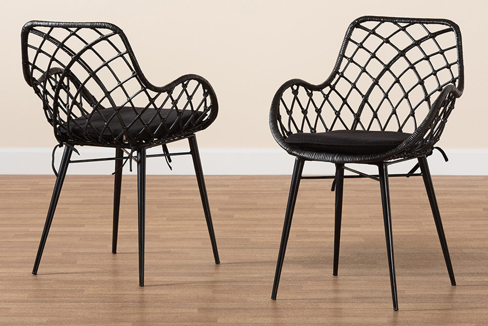 bali & pari - Ballerina Dining Chair Set of 2 - Balerina1-Black Rattan-DC view 8