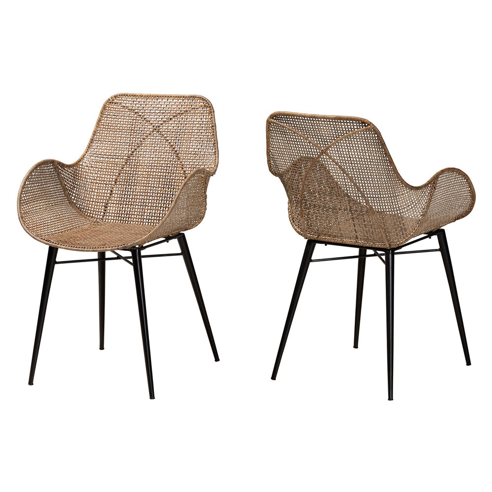bali & pari - Ballerina Set of 2 Dining Chairs in Greywash/Black - Balerina3-Light Grey Rattan-DC view 1