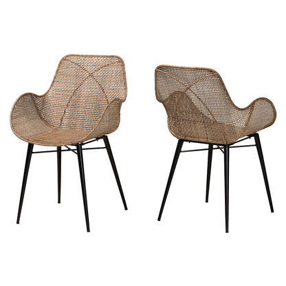bali & pari - Ballerina Set of 2 Dining Chairs in Greywash/Black - Balerina3-Light Grey Rattan-DC view 1
