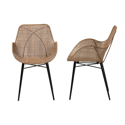 bali & pari - Ballerina Set of 2 Dining Chairs in Greywash/Black - Balerina3-Light Grey Rattan-DC view 3