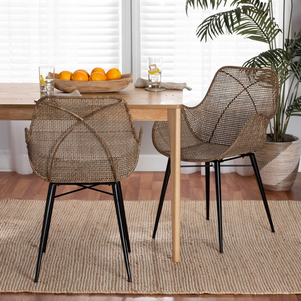 bali & pari - Ballerina Set of 2 Dining Chairs in Greywash/Black - Balerina3-Light Grey Rattan-DC view 7