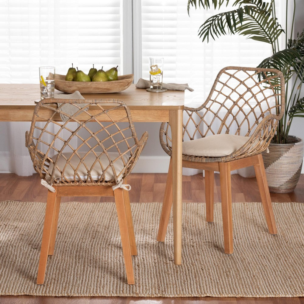 bali & pari - Ballerina Set of 2 Dining Chairs in Greywash/Natural Brown/White - Balerina2-Light Grey Rattan-DC view 7