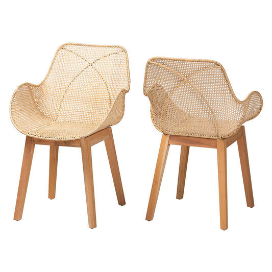bali & pari - Ballerina Set of 2 Dining Chairs in Natural Brown - Balerina3-Natural Rattan-DC view 1