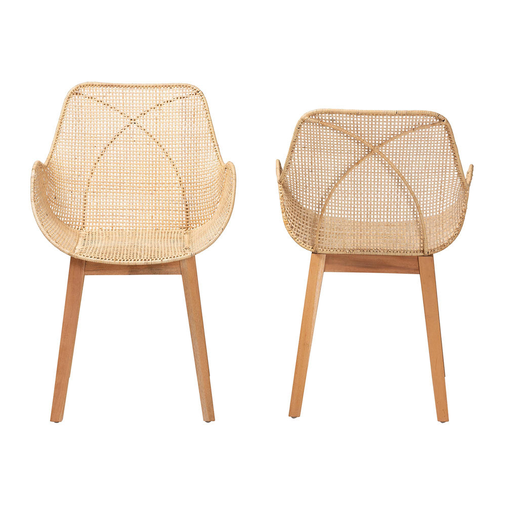 bali & pari - Ballerina Set of 2 Dining Chairs in Natural Brown - Balerina3-Natural Rattan-DC view 2