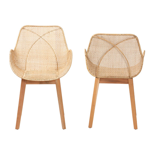 bali & pari - Ballerina Set of 2 Dining Chairs in Natural Brown - Balerina3-Natural Rattan-DC view 2