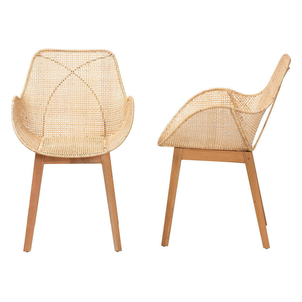 bali & pari - Ballerina Set of 2 Dining Chairs in Natural Brown - Balerina3-Natural Rattan-DC view 3