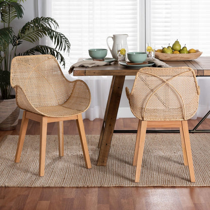 bali & pari - Ballerina Set of 2 Dining Chairs in Natural Brown - Balerina3-Natural Rattan-DC view 7