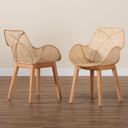 bali & pari - Ballerina Set of 2 Dining Chairs in Natural Brown - Balerina3-Natural Rattan-DC view 8