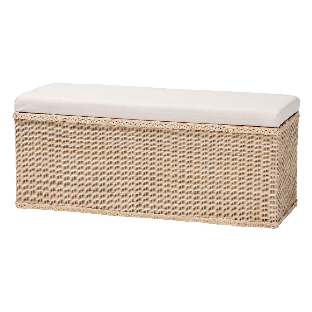 bali & pari - Barid Storage Bench in Natural - WS131-Natural Rattan-Cushioned Storage Bench view 1