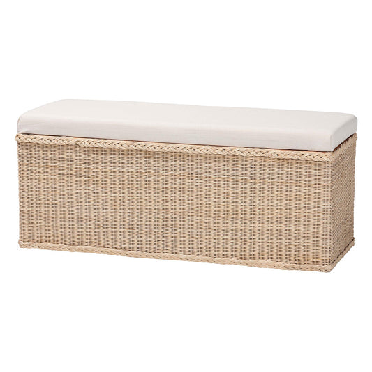 bali & pari - Barid Storage Bench in Natural - WS131-Natural Rattan-Cushioned Storage Bench view 1