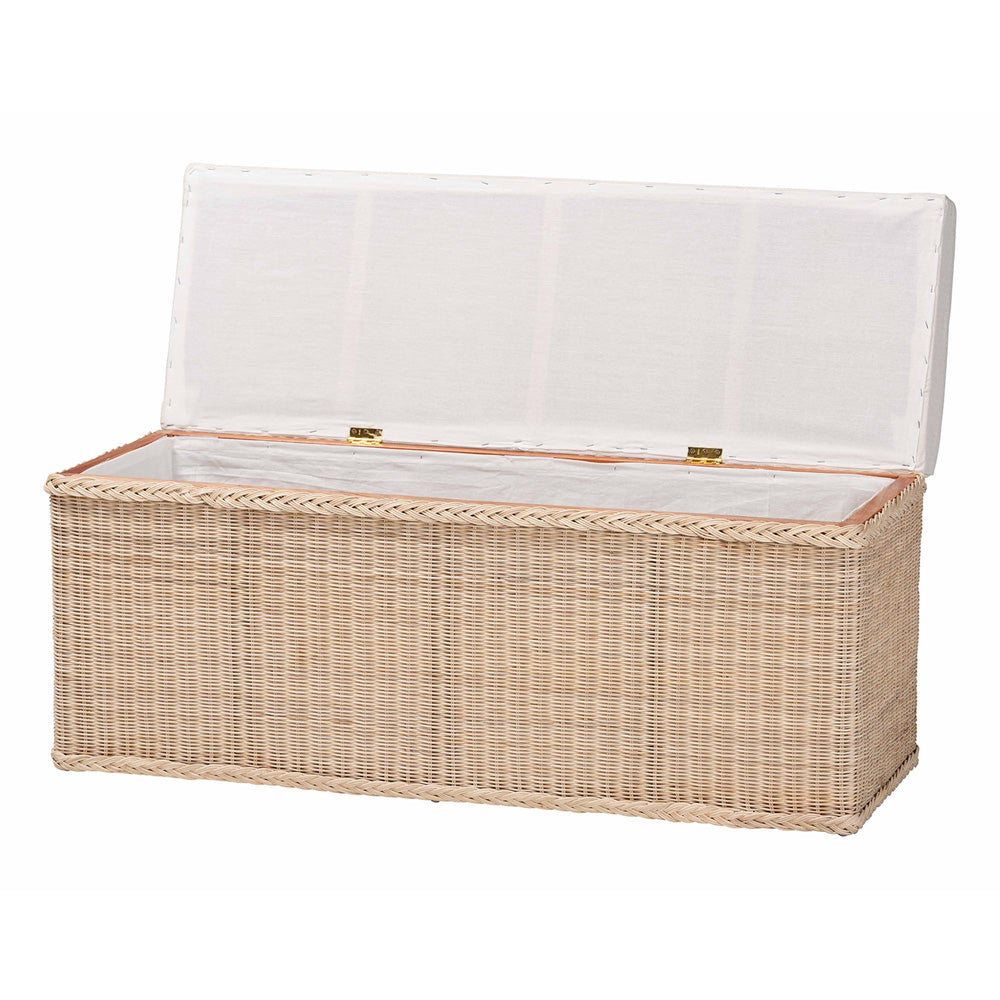 bali & pari - Barid Storage Bench in Natural - WS131-Natural Rattan-Cushioned Storage Bench view 2