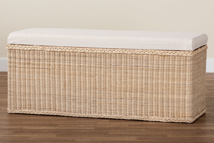 bali & pari - Barid Storage Bench in Natural - WS131-Natural Rattan-Cushioned Storage Bench view 10