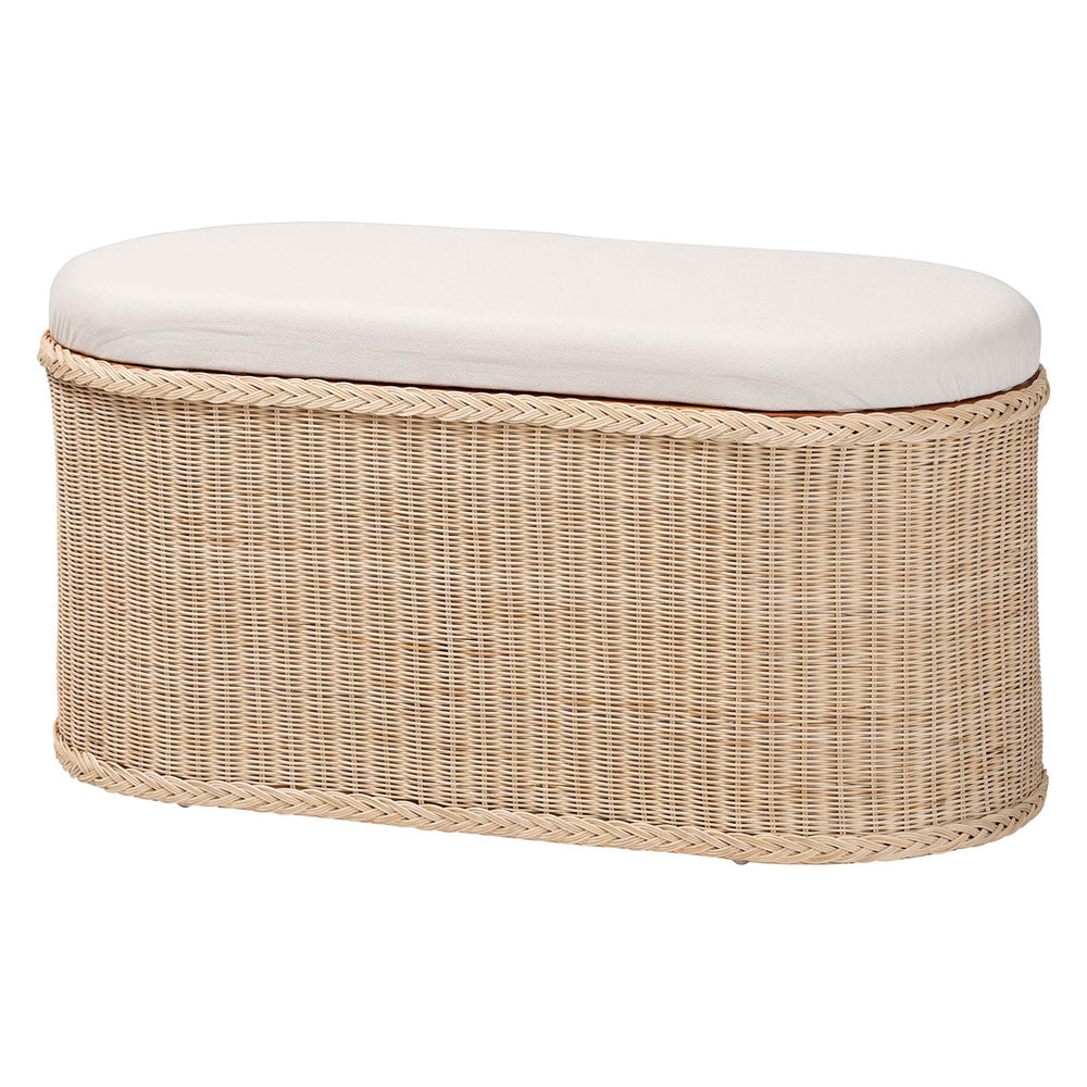 bali & pari - Barid Storage Bench in Natural - WS134-Natural Rattan-Cushioned Storage Bench view 1