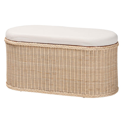 bali & pari - Barid Storage Bench in Natural - WS134-Natural Rattan-Cushioned Storage Bench view 1