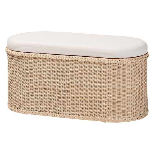 bali & pari - Barid Storage Bench in Natural - WS134-Natural Rattan-Cushioned Storage Bench view 1