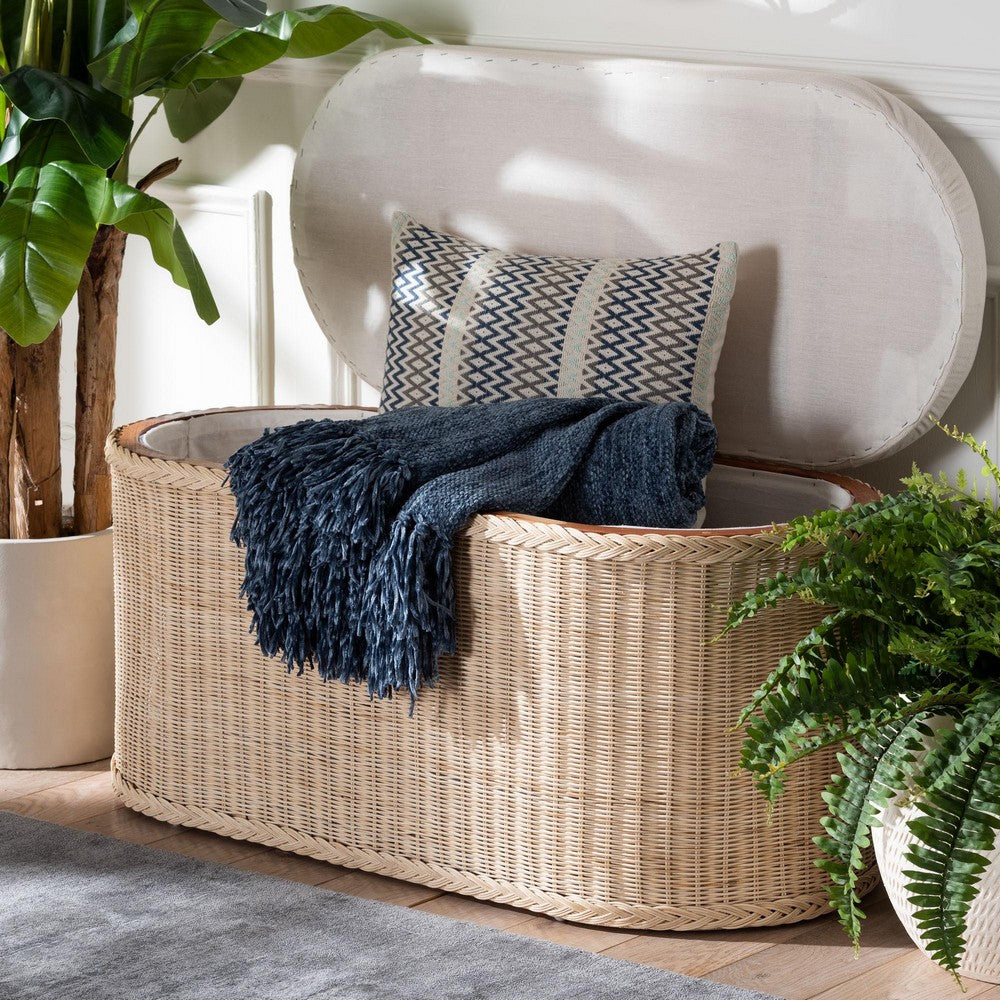 bali & pari - Barid Storage Bench in Natural - WS134-Natural Rattan-Cushioned Storage Bench view 9