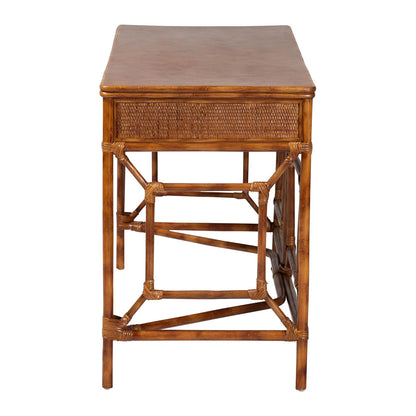 bali & pari - Basile Desk in Marbled Tortoise Brown - WS223-Rattan/Tortoise-Desk view 4